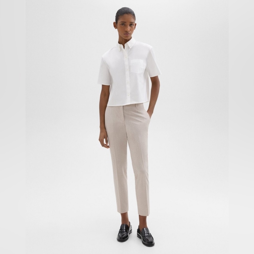 Theory Treeca Pants in Good Wool Light Gray Melange size 2